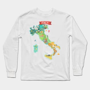 Map of Italy Long Sleeve T-Shirt